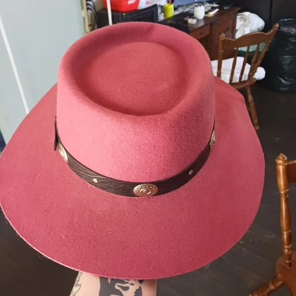Stylish Women's Purple Felt Wide-Brim Hat